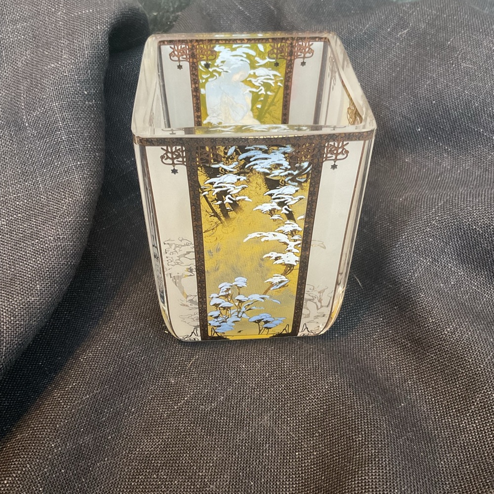 Vintage Art Nouveau Glass Vase with Floral Design Goebel Artis Winter - Picture 2 of 9